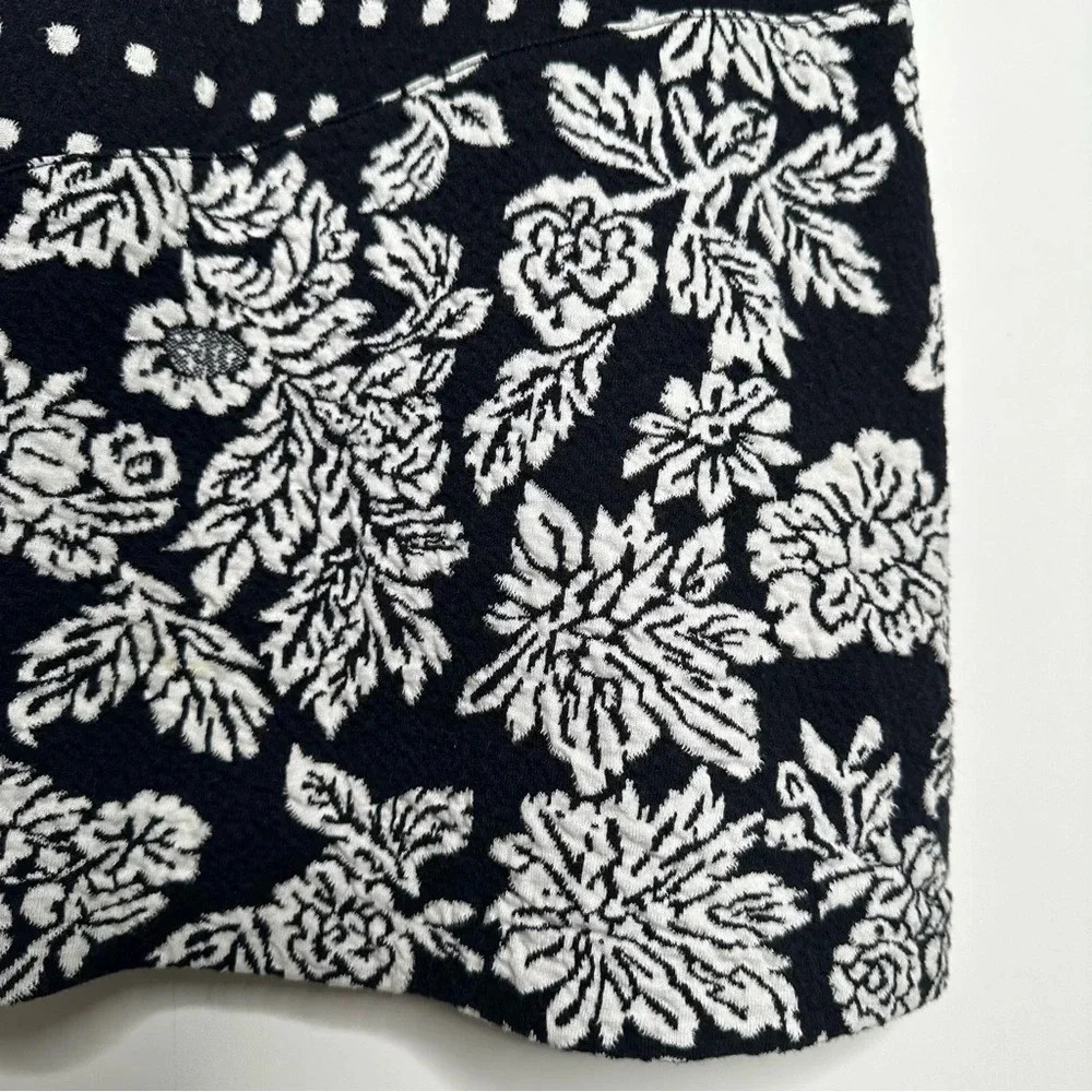 Maeve Anthro Effamy Black White Polka Dot Floral Sleeveless Knit Dress Medium - Picture 4 of 8